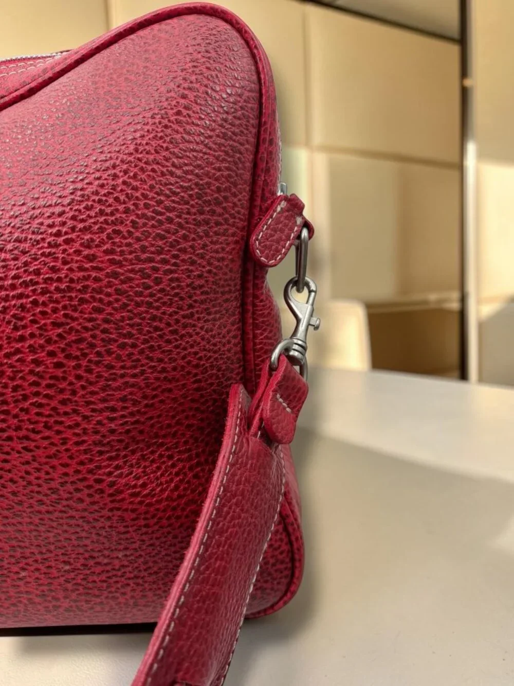 Latico‎ Red Leather Laptop Bag With Shoulder Strap